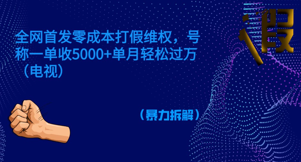 全网首发零成本打假维权，号称一单收5000+单月轻松过万（电视） （暴力拆解）