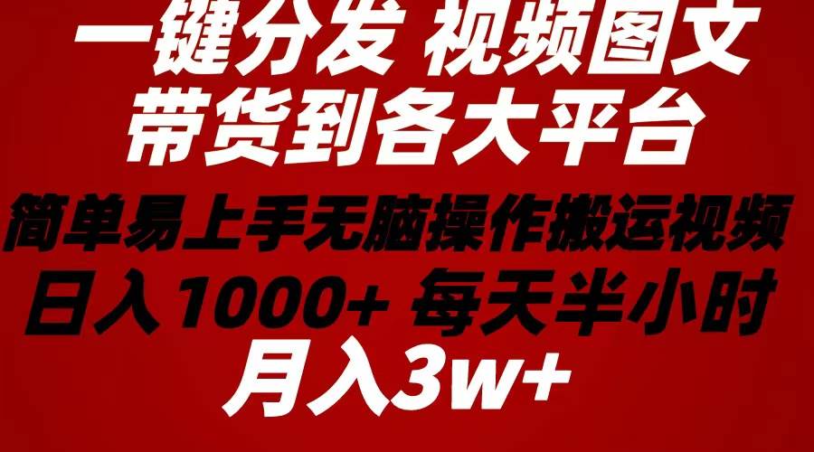 2024年 一键分发带货图文视频  简单易上手 无脑赚收益 每天半小时日入1&#8230;