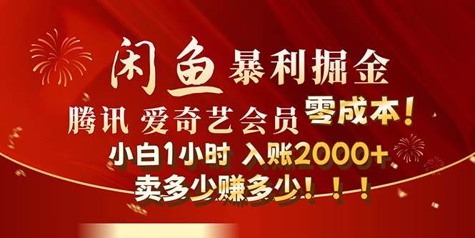 闲鱼全新暴力掘金玩法，官方正品影视会员无成本渠道！小白1小时收&#8230;